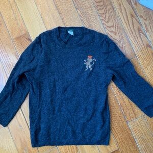 J. Crew Women’s Charcoal 3/4 Length Sleeve Sweater with Embroidered Detail